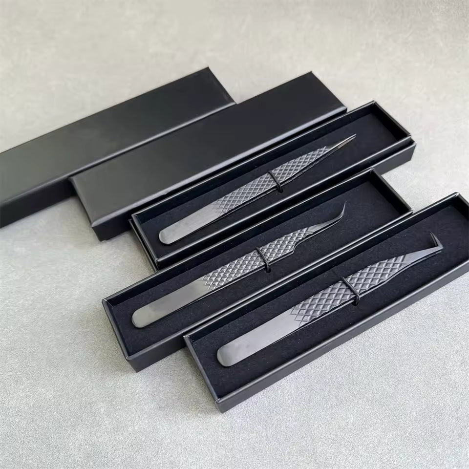 OEM Fiber Tip Mega Volume Lash Tweezers | 45 90 Degree L-Shape | Little Cotton