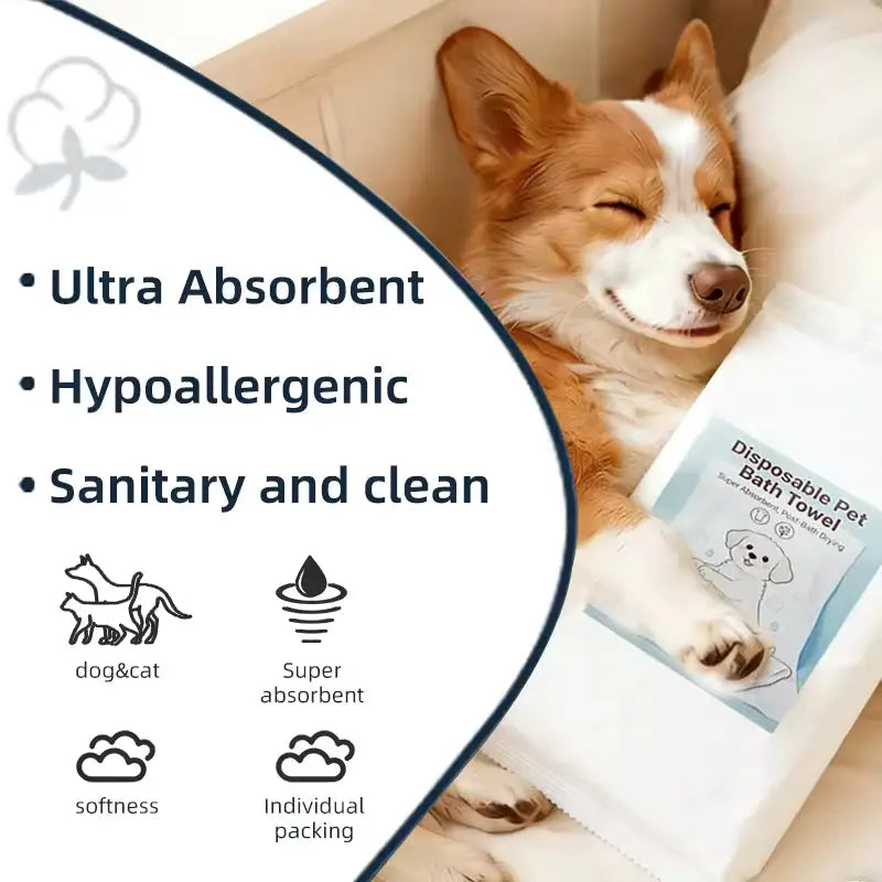 OEM 60x120cm Disposable Pet Bath Towels | 70g Heavy Duty | Little Cotton Little Cotton