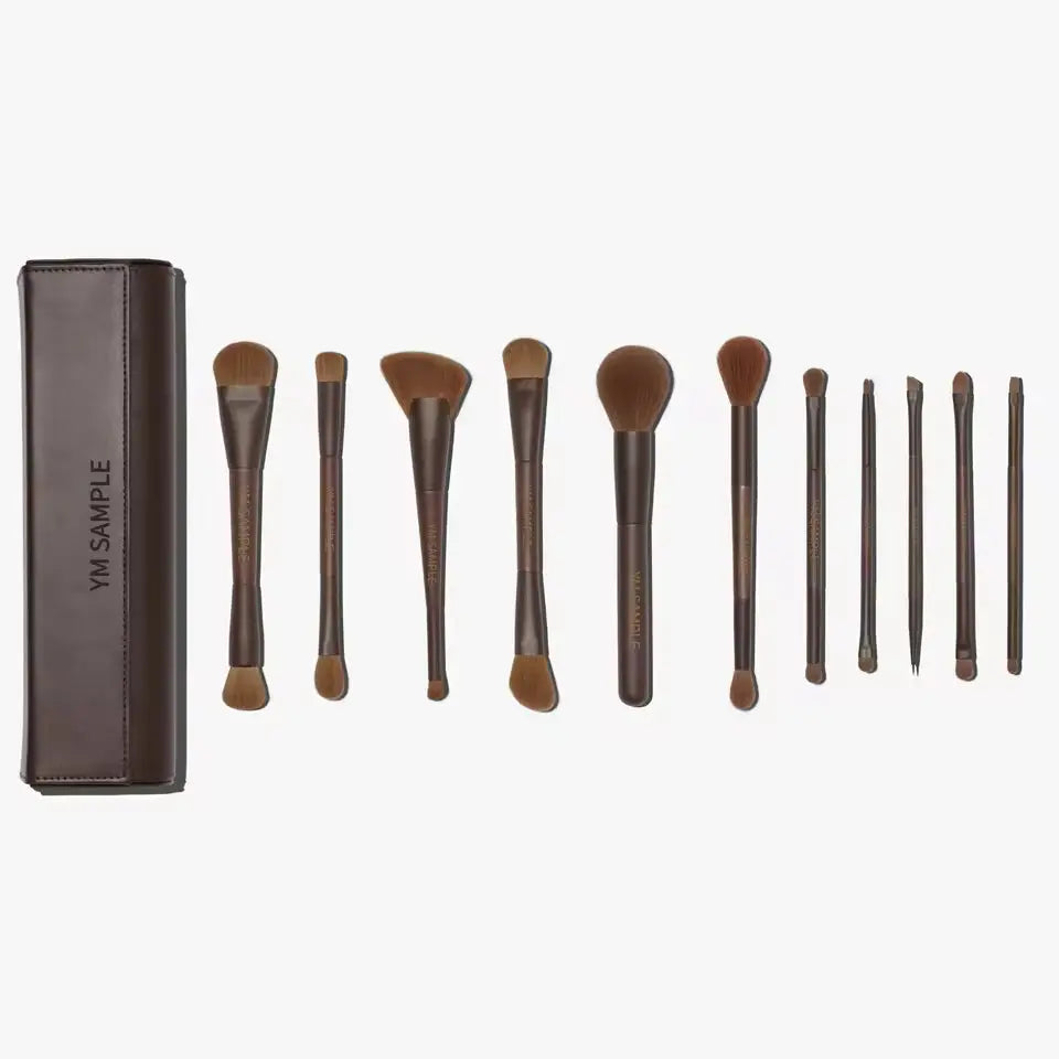 OEM 11-Pc Double-Ended Vegan Makeup Brush Set | Travel Kit | Little Cotton Little Cotton | Disposable Cotton Products Manufacturer & Wholesale