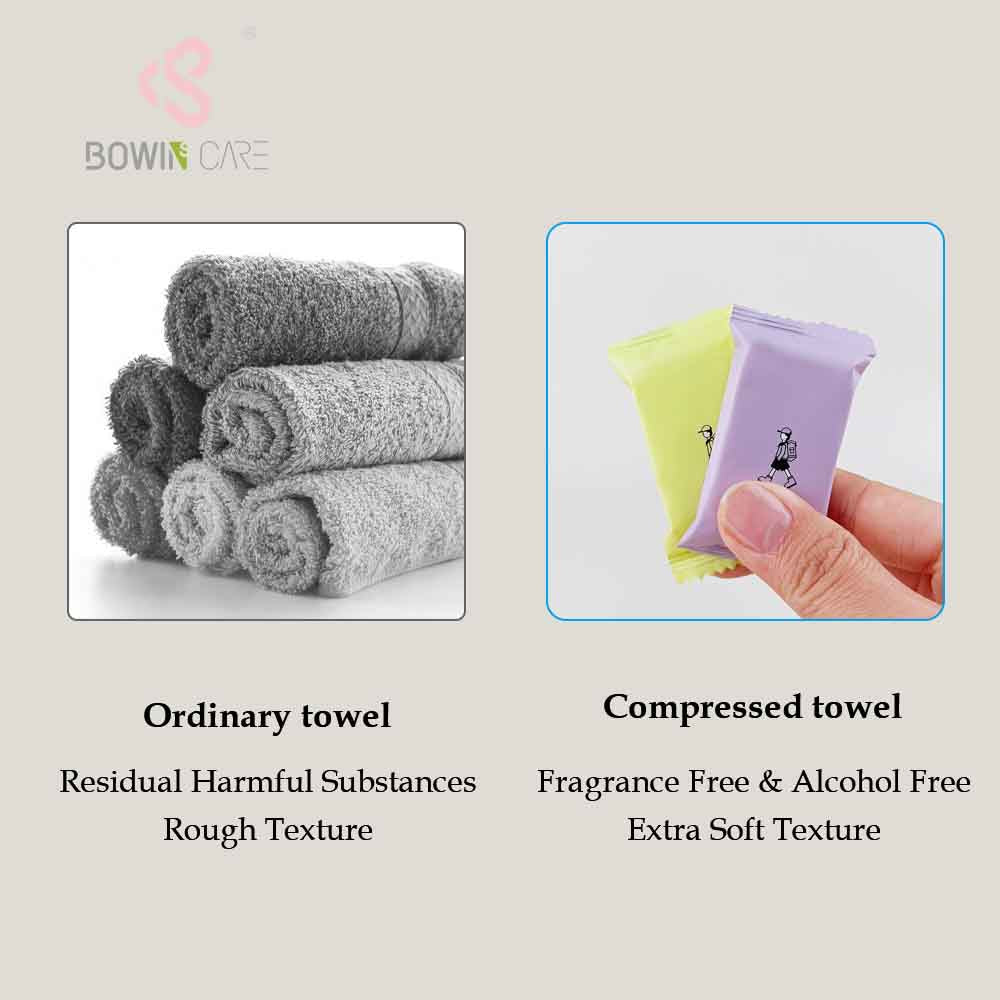 14-pcs 7-color travel disposable magic compressed coin towels, manufactured by Little Cotton OEM factory.