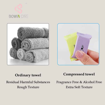 14-pcs 7-color travel disposable magic compressed coin towels, manufactured by Little Cotton OEM factory.