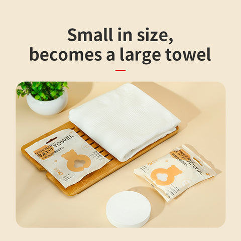Extra Large Disposable Compressed Bath Towel (70x140cm) – Cute Spring Bear Design – Portable Travel Shower Sheet (Wholesale)