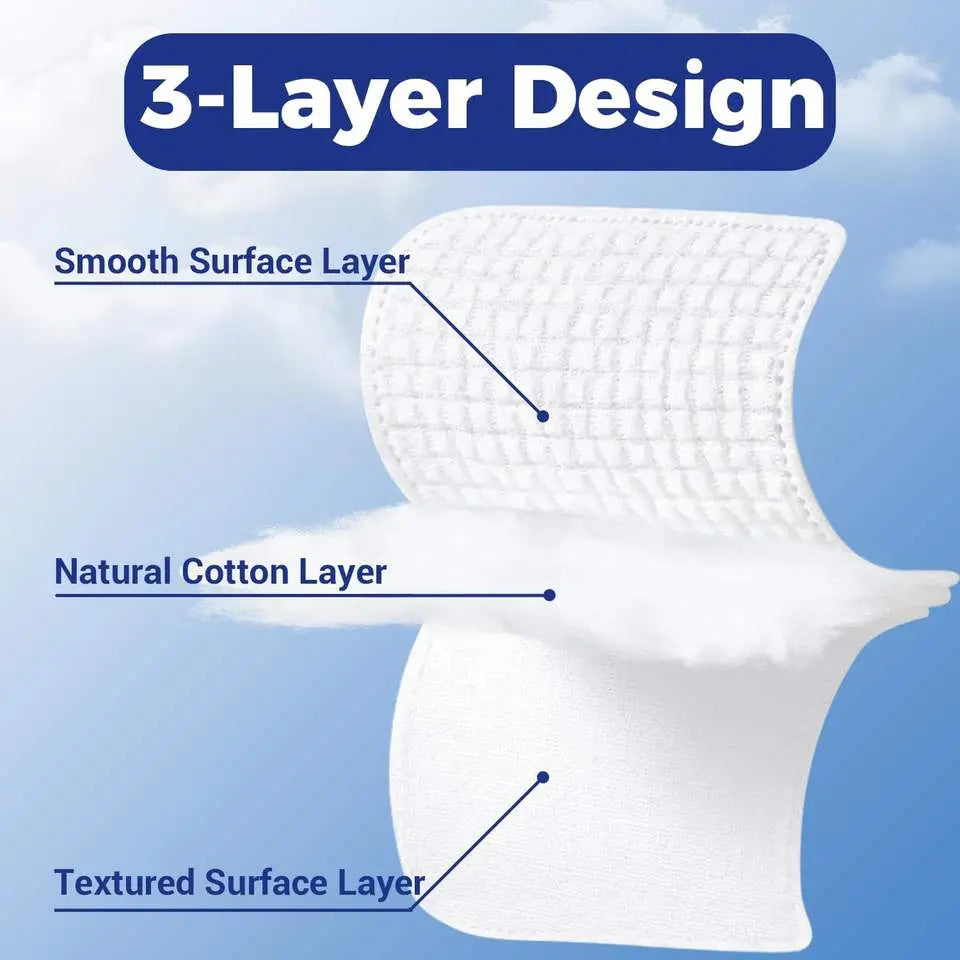 OEM 3-Layer Edge-Stitched Cotton Pads | Free Label Design Little Cotton