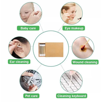 OEM Plastic-Free Bamboo Cotton Swabs | Little Cotton 200Pcs Little Cotton