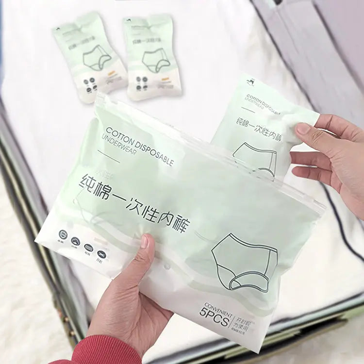 Individually wrapped travel ready pure cotton disposable panties wholesale