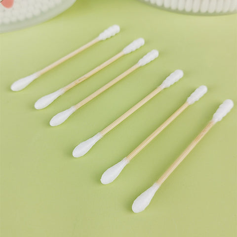 Eco-Friendly Bamboo Cotton Swabs (Spiral/Cat Ear Shape) – Biodegradable Gourd Tip Buds for Precision Makeup & Ear Cleaning (Wholesale)