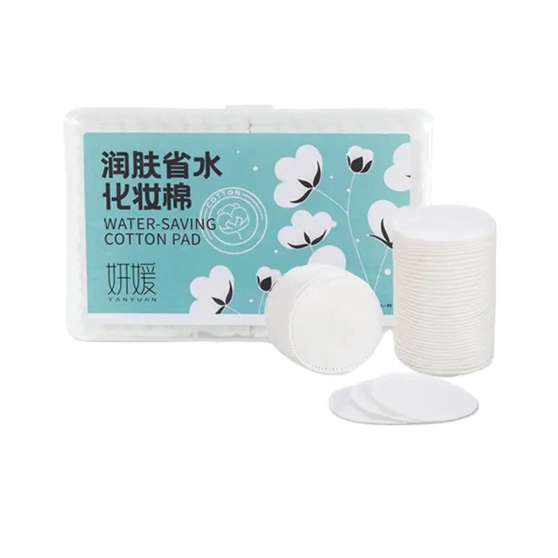 150pcs retail box of 150GSM organic cotton rounds for makeup and nail care, sustainable OEM production by Little Cotton facility.