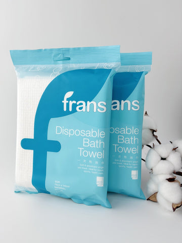 Littte cotton Disposable Bath Towels - 90GSM Viscose EF Texture Individually Wrapped