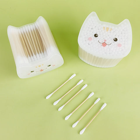 Eco-Friendly Bamboo Cotton Swabs (Spiral/Cat Ear Shape) – Biodegradable Gourd Tip Buds for Precision Makeup & Ear Cleaning (Wholesale)