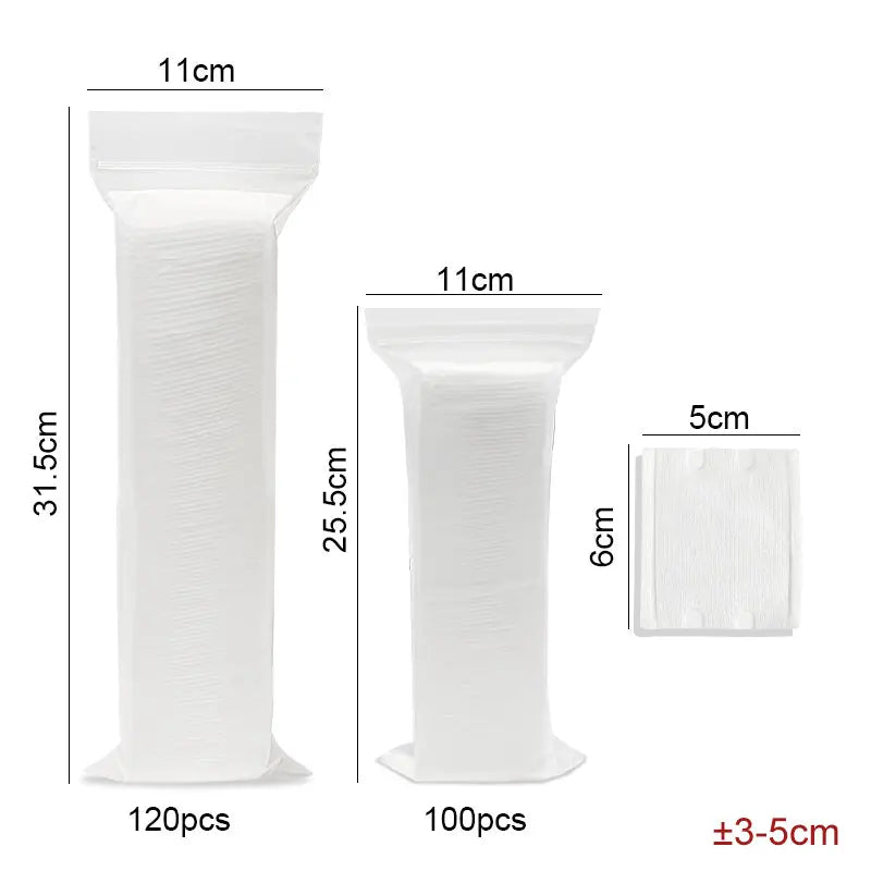 Close-up of premium lint-free stitched edge cotton pads for makeup removal