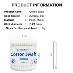 Bowincare Dual-Tip Cotton Swabs - Hygienic & Gentle