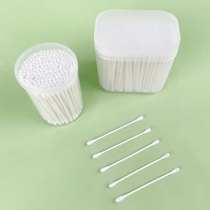Close-up of spiral dual tip lint-free baby safe pure cotton swabs for maternity brands