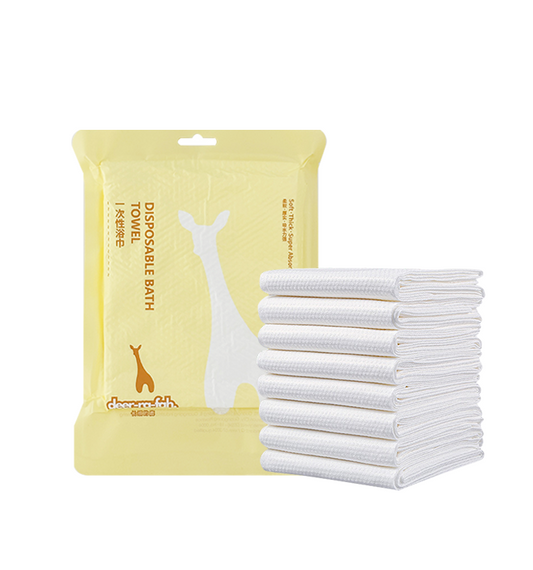 Individually wrapped large disposable bath towels for travel and hospitality