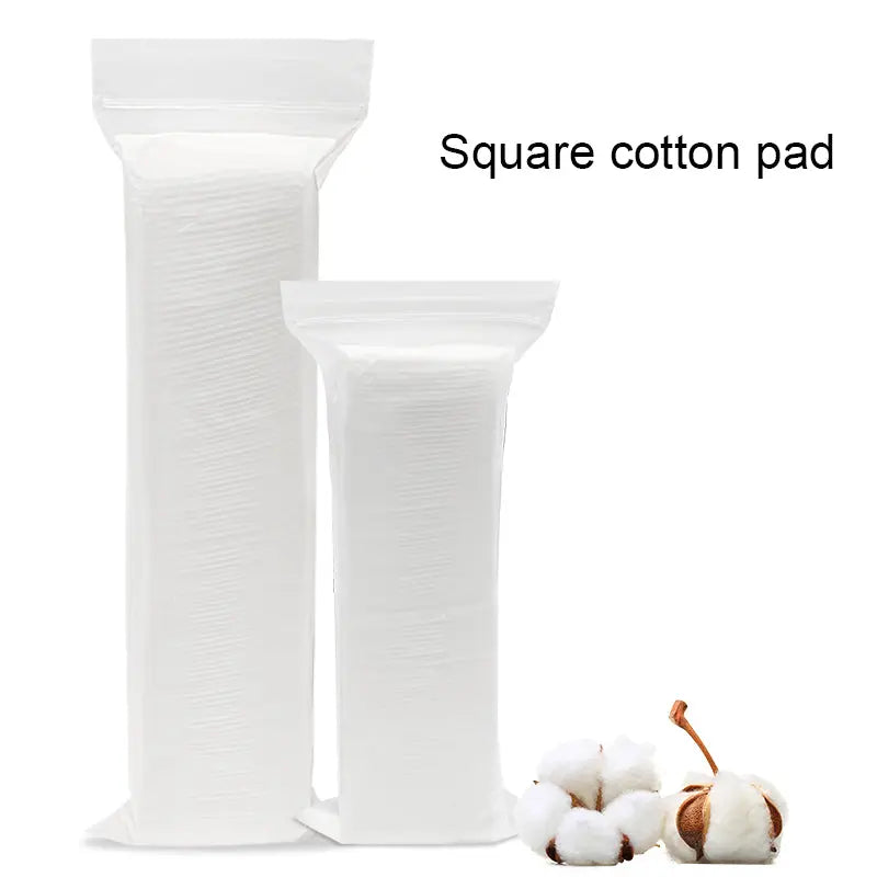 Close-up of premium lint-free stitched edge cotton pads for makeup removal