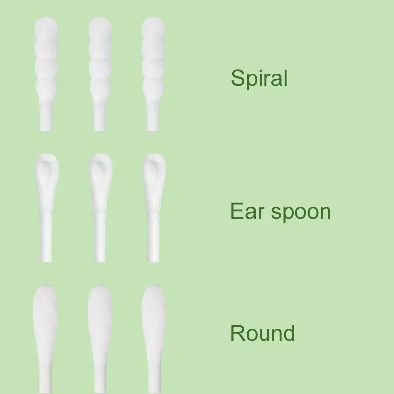 Close-up of spiral dual tip lint-free baby safe pure cotton swabs for maternity brands