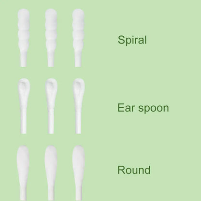 Close-up of spiral dual tip lint-free baby safe pure cotton swabs for maternity brands