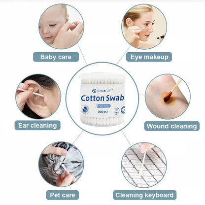 Dual-tip lint-free cosmetic cotton swabs for professional beauty brands wholesale