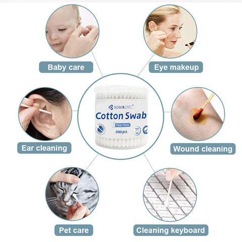 Bowincare™ Blossom Series Dual-Tip Cotton Swabs – Flower/Spiral & Pointed Tips – Premium Paper Stick Beauty Buds (Wholesale)