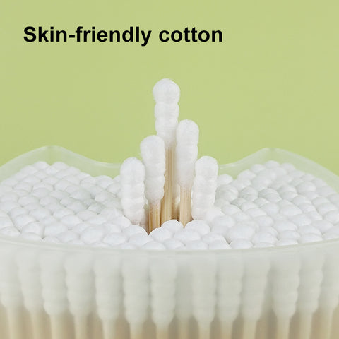Eco-Friendly Bamboo Cotton Swabs (Spiral/Cat Ear Shape) – Biodegradable Gourd Tip Buds for Precision Makeup & Ear Cleaning (Wholesale)