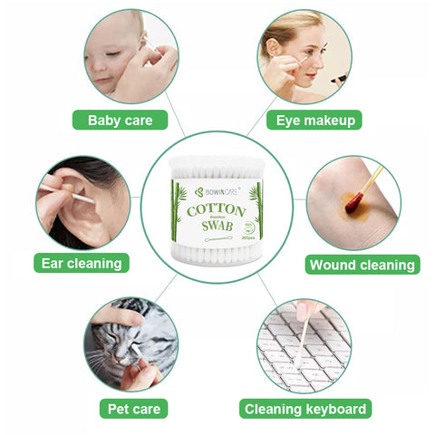 Bowincare™ Sterile Cotton Tipped Applicators – 6-Inch Wooden Shaft – Individually Wrapped Medical Swabs