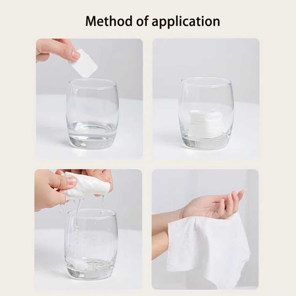 Just add water magic compressed towel expanding into full size face cloth for travel