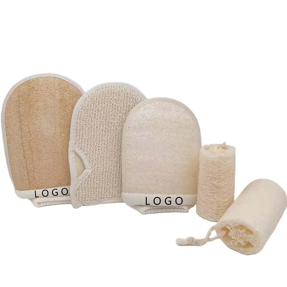OEM Natural Loofah Exfoliating Bath Mitt | Body Scrubber Pad | Little Cotton - Little Cotton | Disposable Cotton Products Manufacturer & Wholesale