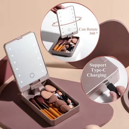 OEM 5pcs Travel Makeup Brush Set with LED Mirror Case | Little Cotton