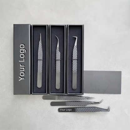 OEM Fiber Tip Mega Volume Lash Tweezers | 45 90 Degree L-Shape | Little Cotton