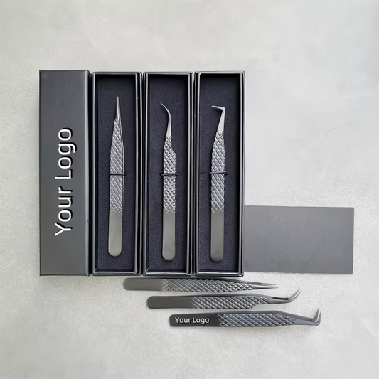 OEM Fiber Tip Mega Volume Lash Tweezers | 45 90 Degree L-Shape | Little Cotton