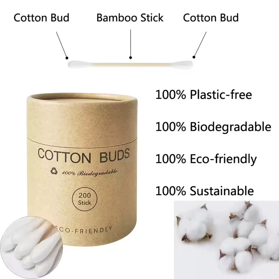 OEM Biodegradable Bamboo Cotton Buds 200pcs | Little Cotton