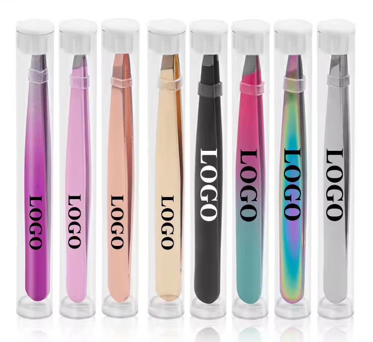 Professional Slanted Eyebrow Tweezers | Rose Gold Stainless Steel | Little Cotton - Little Cotton | Disposable Cotton Products Manufacturer & Wholesale