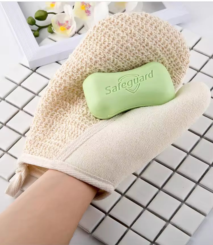 Wholesale Eco-Friendly Cotton Linen Exfoliating Bath Mitt | 2-in-1 Scrubber | Little Cotton