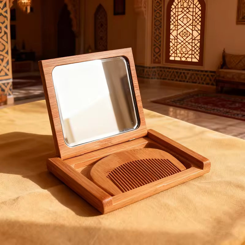 OEM Bamboo & Wood 2-in-1 Pocket Mirror and Comb Set | Little Cotton