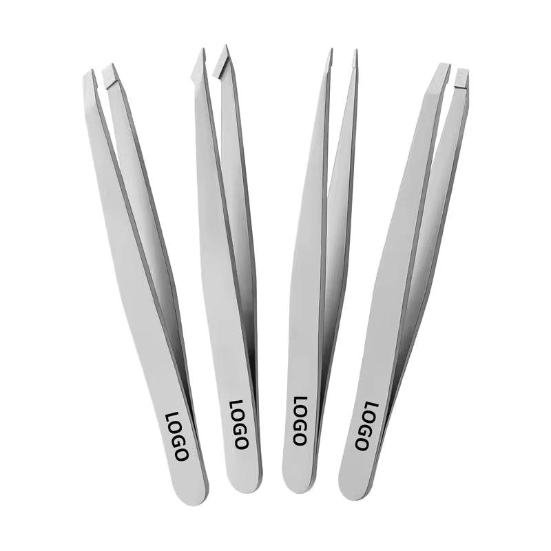 OEM 4pcs Stainless Steel Eyebrow Tweezer Set with Pouch | Little Cotton