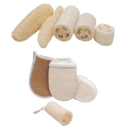 OEM Natural Loofah Exfoliating Bath Mitt | Body Scrubber Pad | Little Cotton