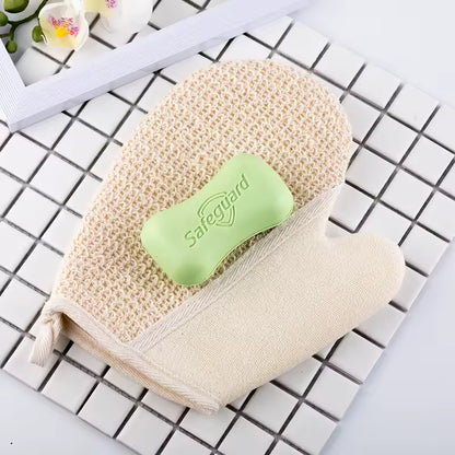 Wholesale Eco-Friendly Cotton Linen Exfoliating Bath Mitt | 2-in-1 Scrubber | Little Cotton
