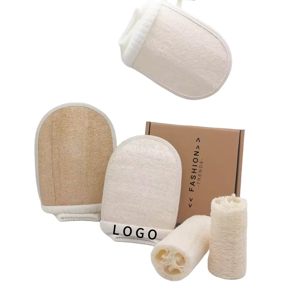 OEM Natural Loofah Exfoliating Bath Mitt | Body Scrubber Pad | Little Cotton