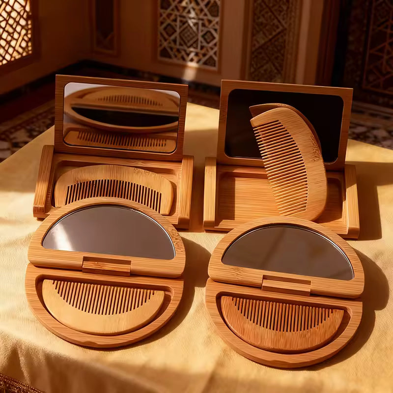 OEM Bamboo & Wood 2-in-1 Pocket Mirror and Comb Set | Little Cotton