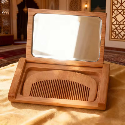 OEM Bamboo & Wood 2-in-1 Pocket Mirror and Comb Set | Little Cotton