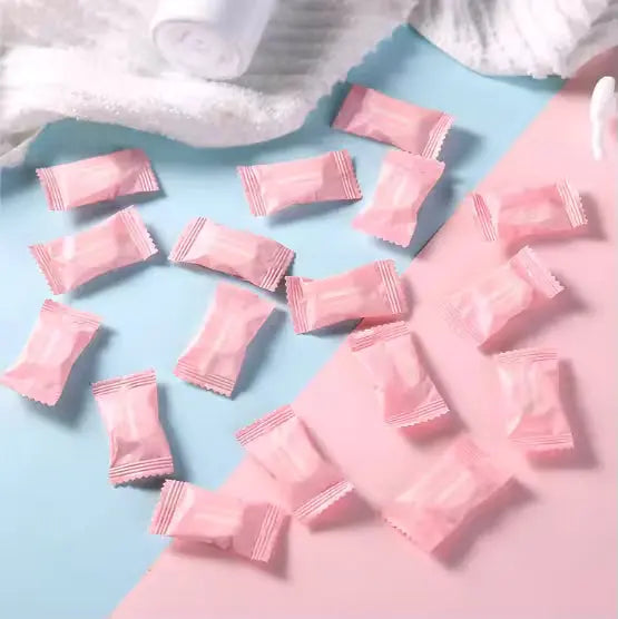 OEM 100PCS Mini Pink & White Compressed Towels | Little Cotton Little Cotton