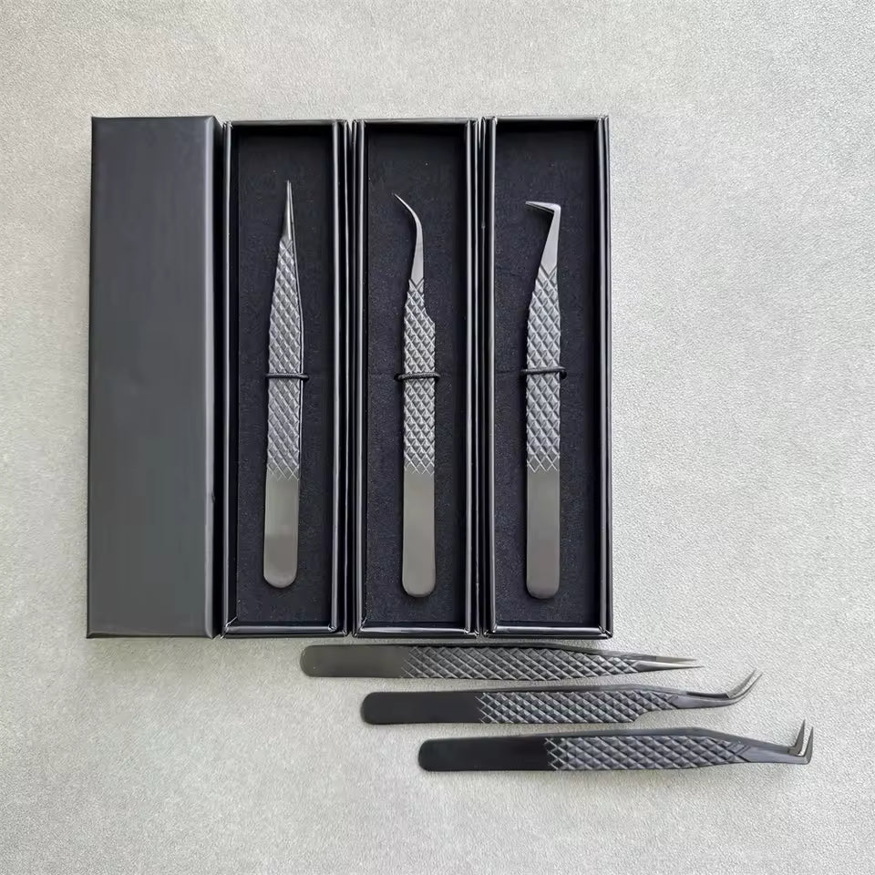 OEM Fiber Tip Mega Volume Lash Tweezers | 45 90 Degree L-Shape | Little Cotton