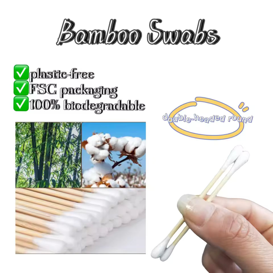 OEM 100 Pcs Bamboo Cotton Swabs | Plastic-Free Little Cotton Buds