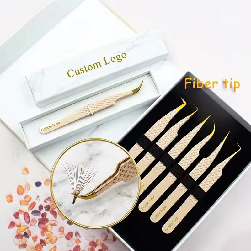 OEM Fiber Tip Volume Lash Tweezers | Zero-Slip Precision | Little Cotton