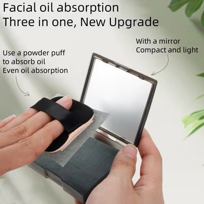 OEM 100 Sheets Oil Blotting Paper Compact | Mirror & Puff | Little Cotton