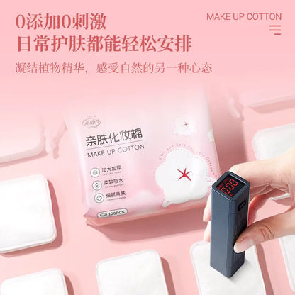 Salon-grade extra large 3-layer thick cotton pads for professional facial cleansing, manufactured by Little Cotton OEM factory.